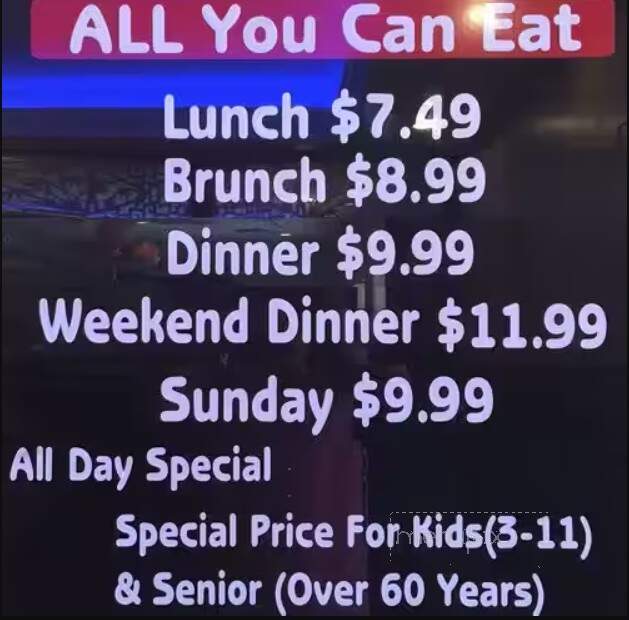 Royal Buffet - Rowlett, TX menu_pic