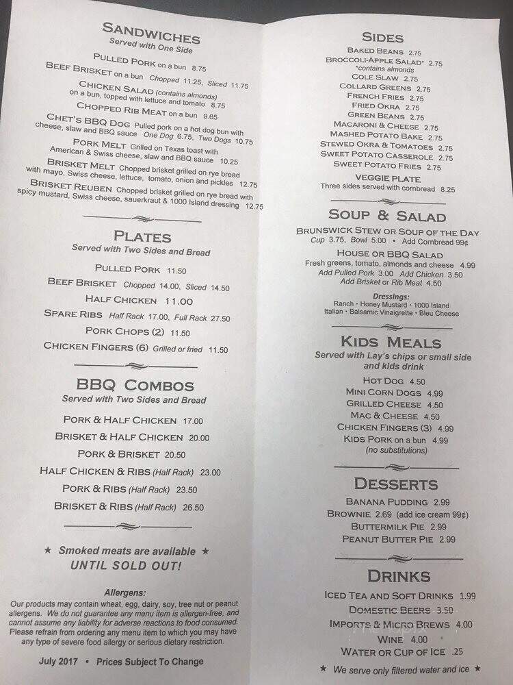 Pompous Pig - Anderson, SC menu_pic