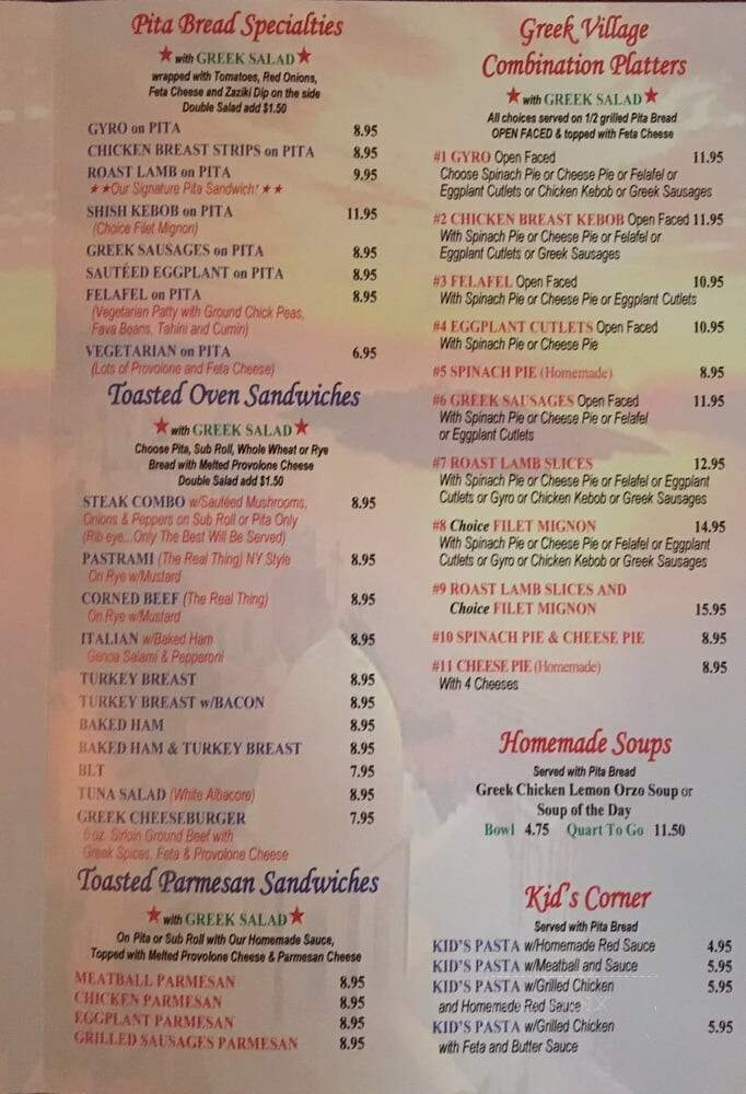 Greek Village Restaurant - Seminole, FL menu_pic