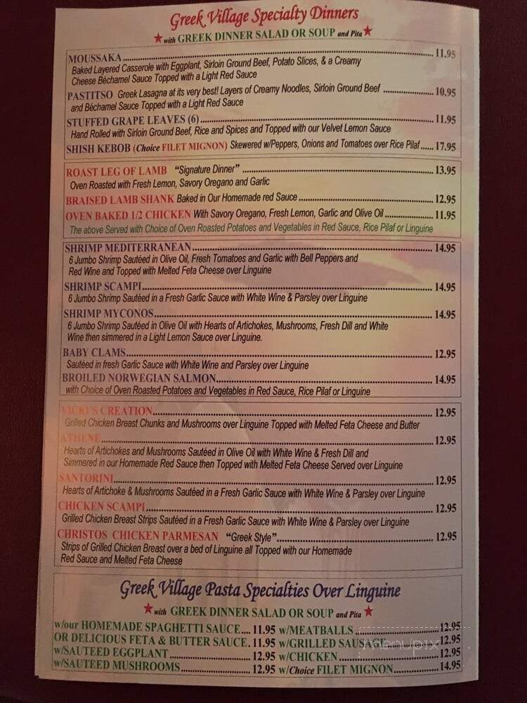 Greek Village Restaurant - Seminole, FL menu_pic