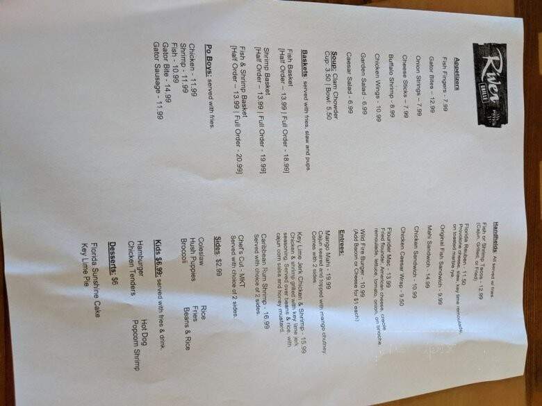 Rivergrille On The Tomoka - Ormond Beach, FL menu_pic