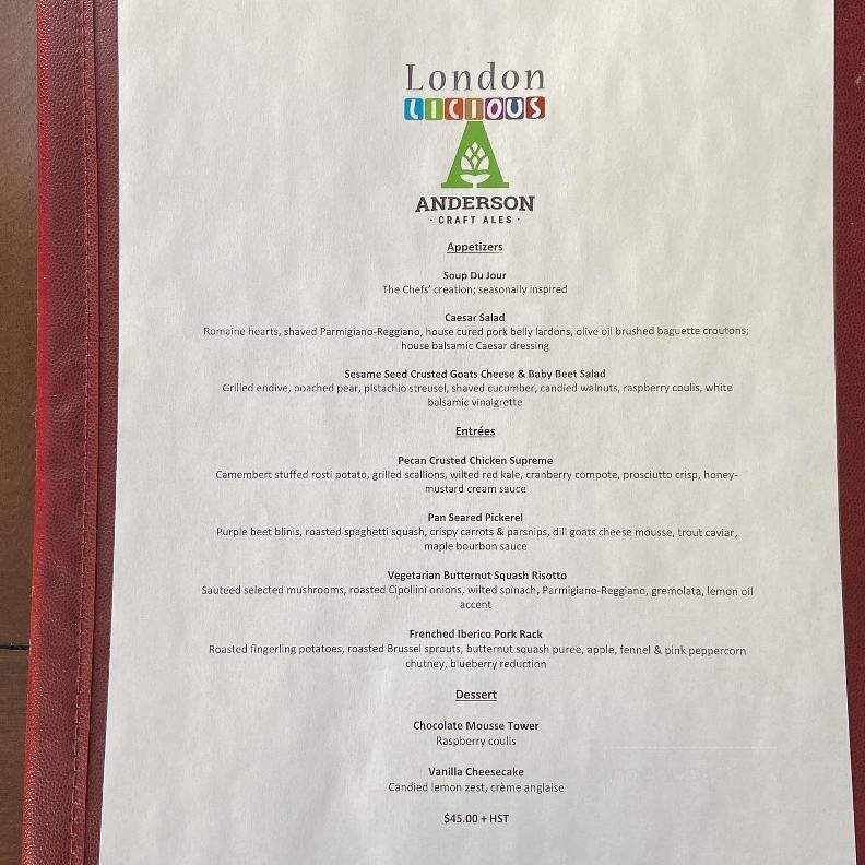 Idlewyld Inn - London, ON menu_pic