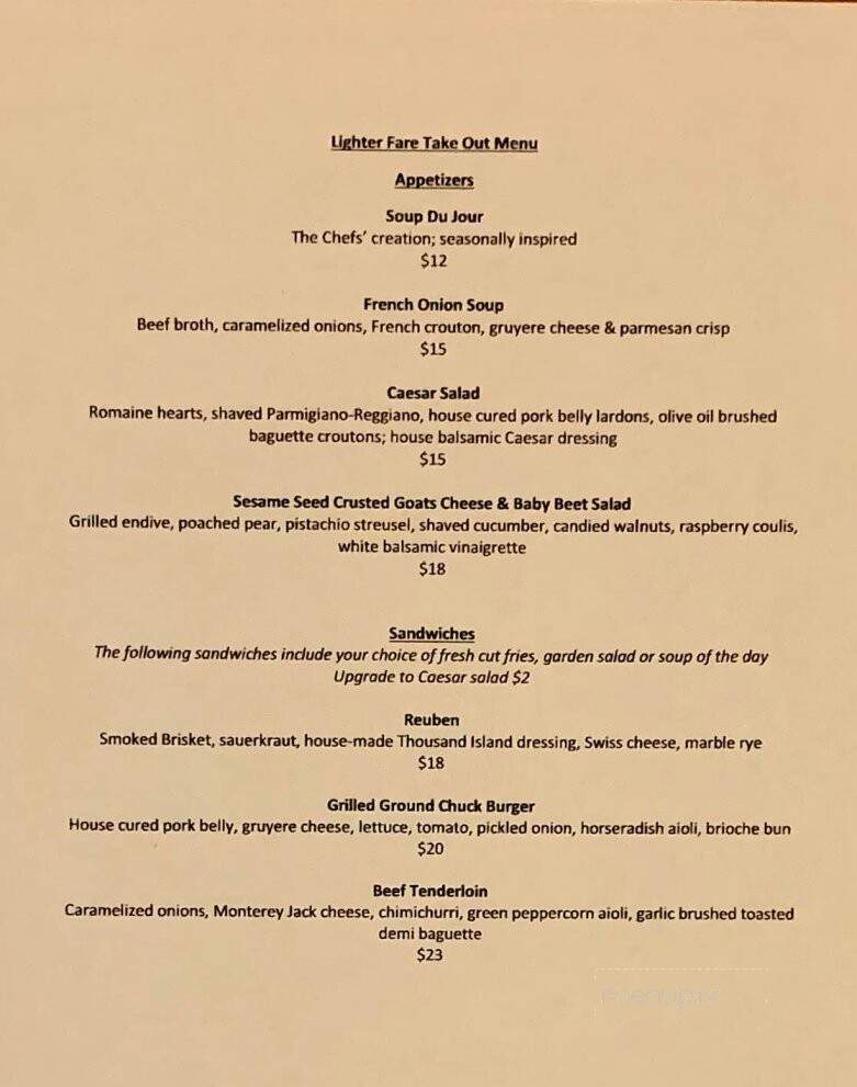 Idlewyld Inn - London, ON menu_pic