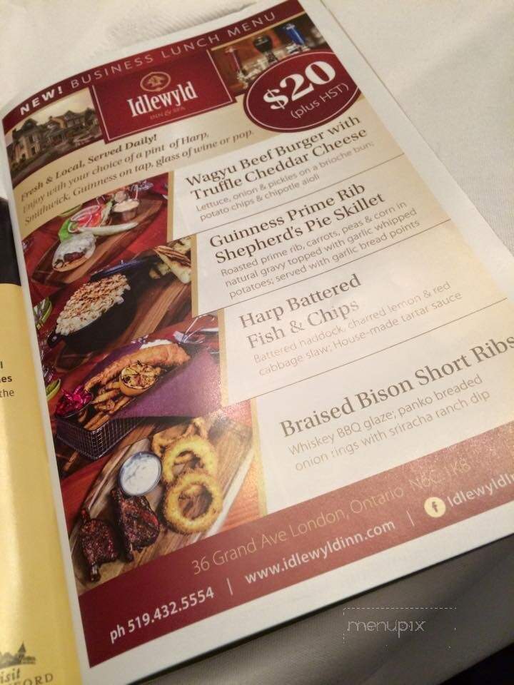 Idlewyld Inn - London, ON menu_pic