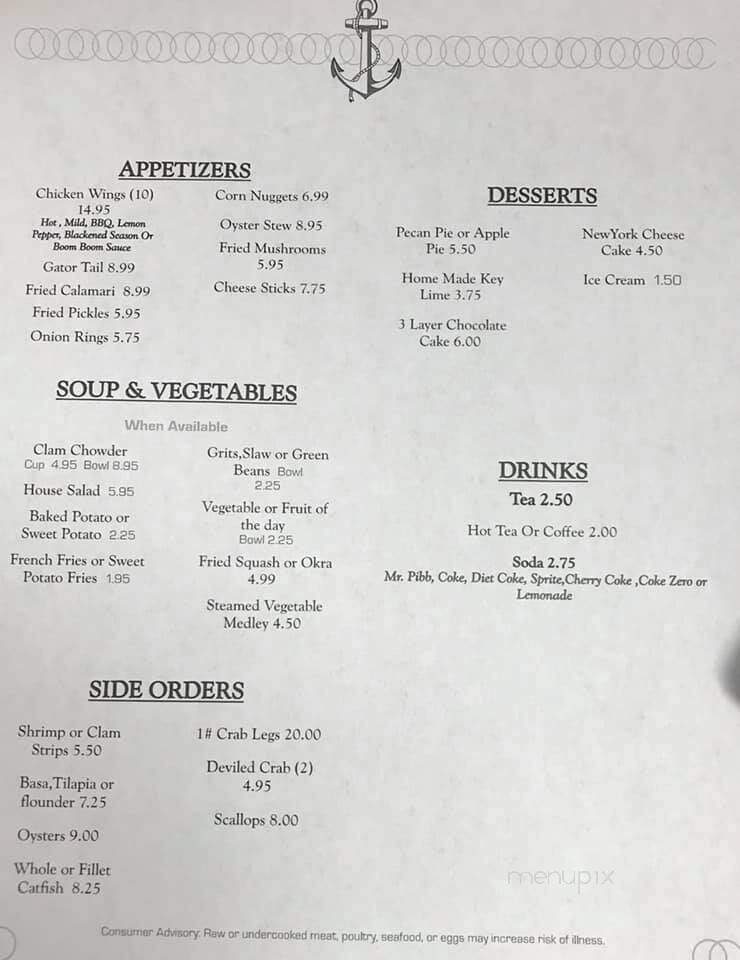 Jinright's Seafood House - Brunswick, GA menu_pic