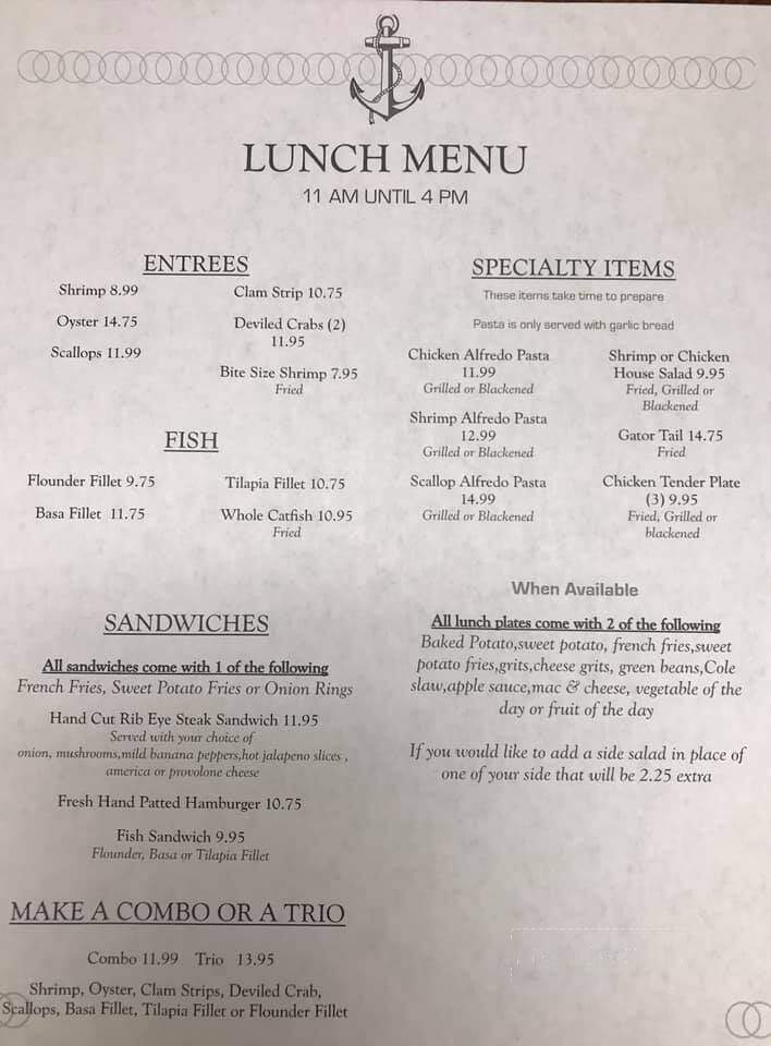 Jinright's Seafood House - Brunswick, GA menu_pic