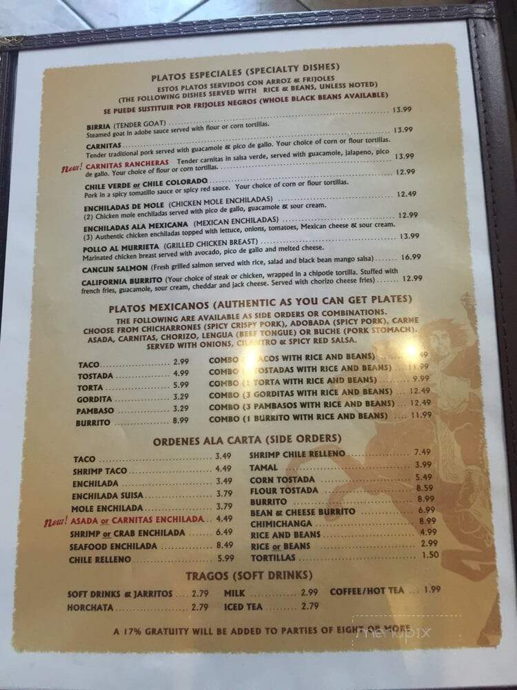 Murrieta's Restaurant & Cantina - Sparks, NV menu_pic
