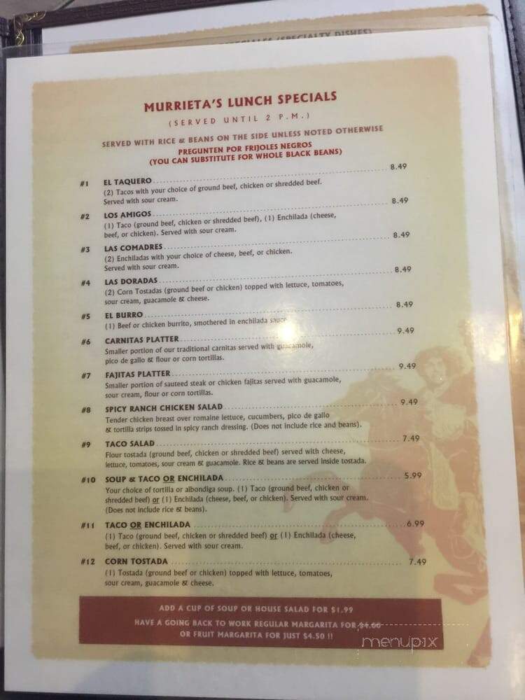 Murrieta's Restaurant & Cantina - Sparks, NV menu_pic