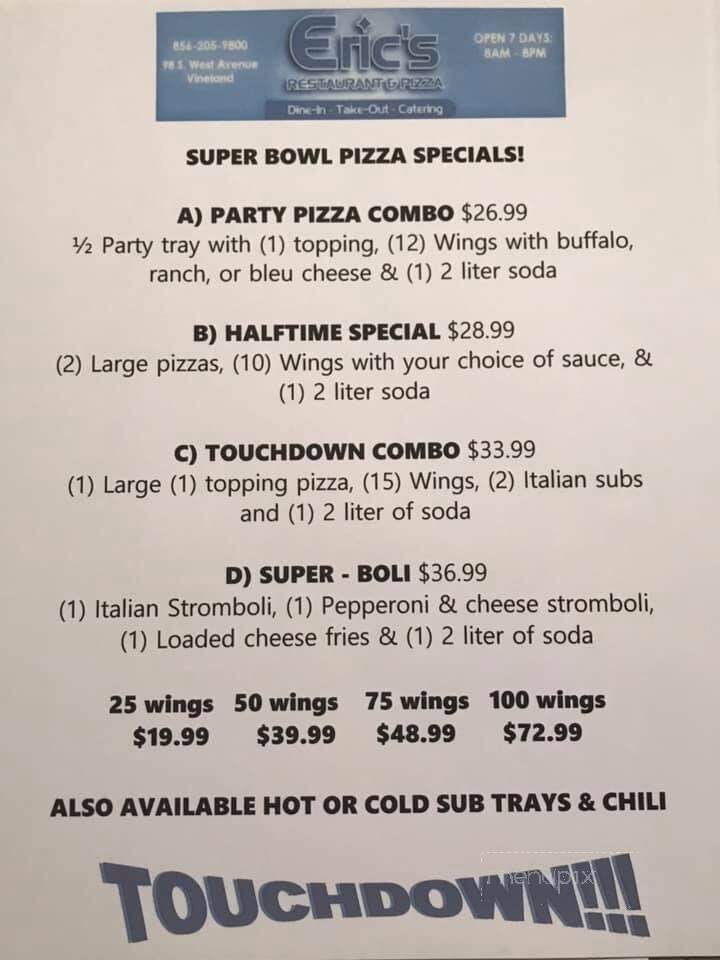 Eric's Greek American Deli Inc - Vineland, NJ menu_pic