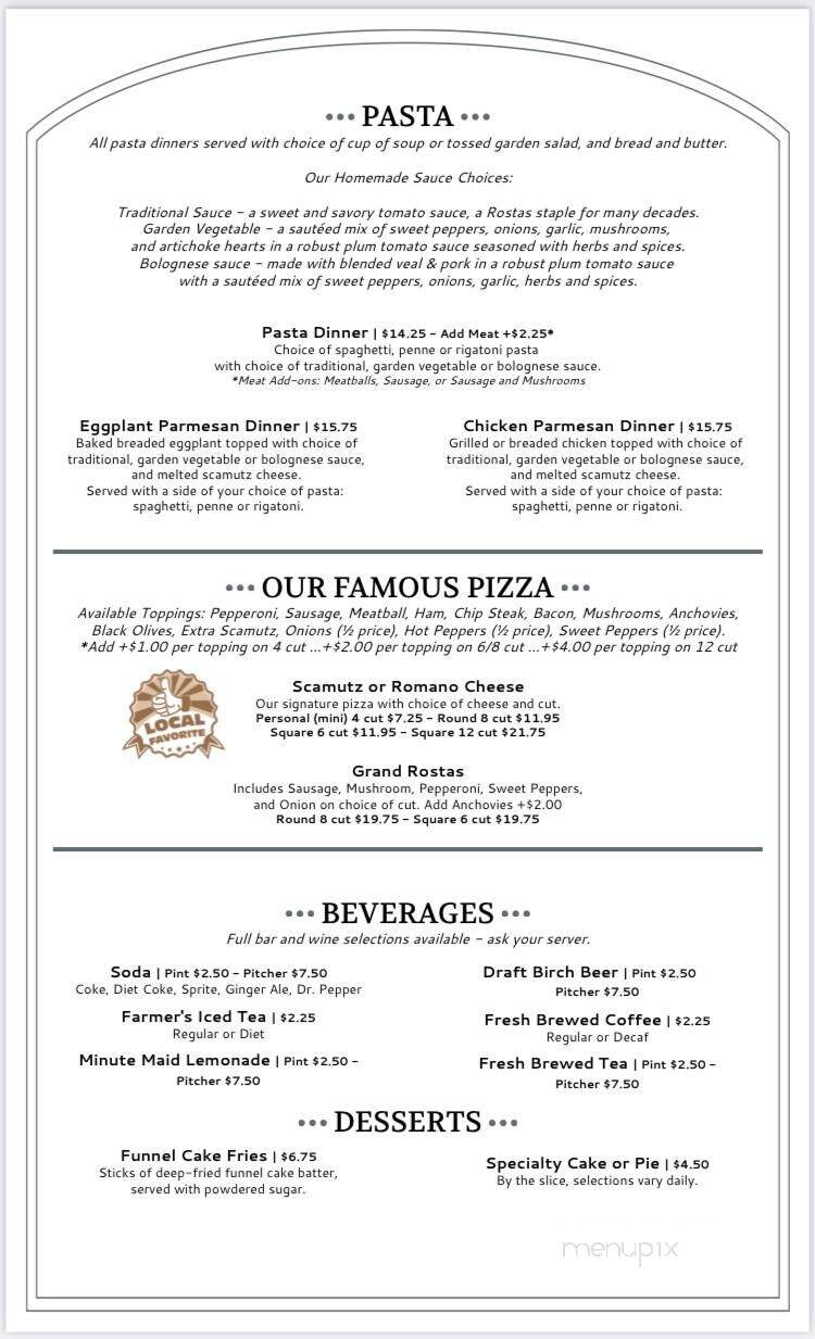 Rostas Cafe - Hazleton, PA menu_pic