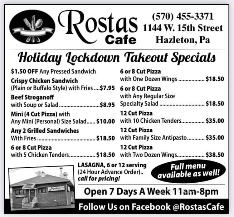 Rostas Cafe - Hazleton, PA menu_pic