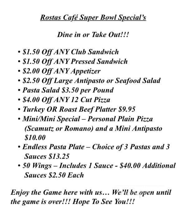 Rostas Cafe - Hazleton, PA menu_pic