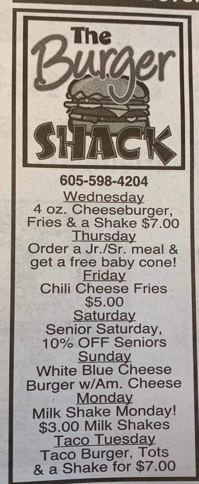 Burger Shack - Faulkton, SD menu_pic