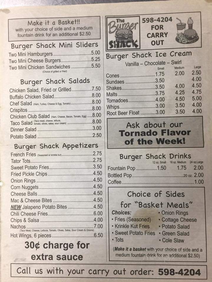 Burger Shack - Faulkton, SD menu_pic