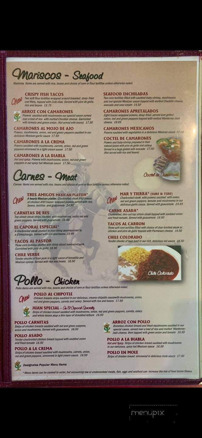 El Caporal Mexican Restaurant - North Bend, WA menu_pic