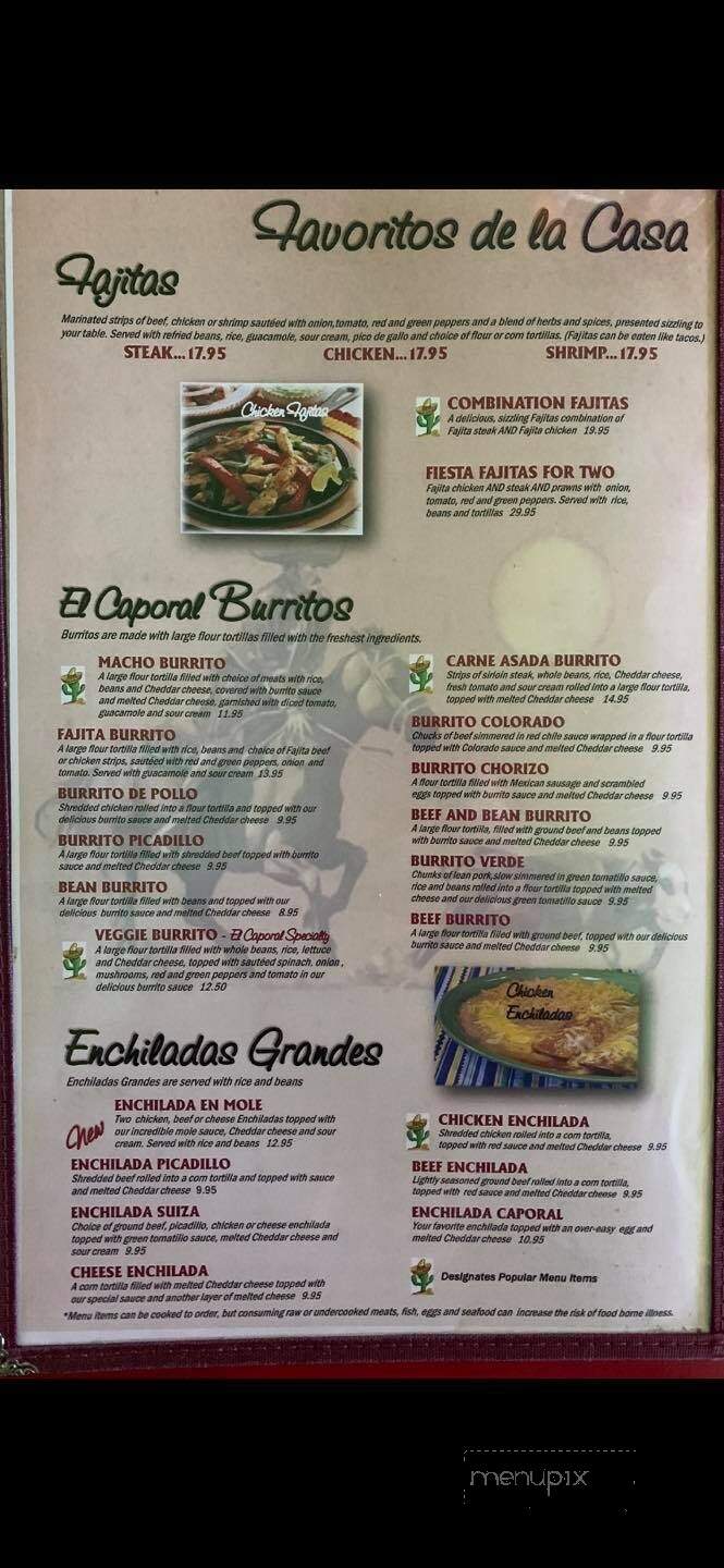 El Caporal Mexican Restaurant - North Bend, WA menu_pic