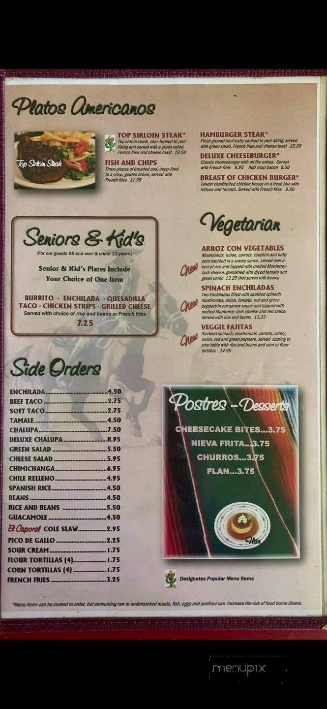 El Caporal Mexican Restaurant - North Bend, WA menu_pic