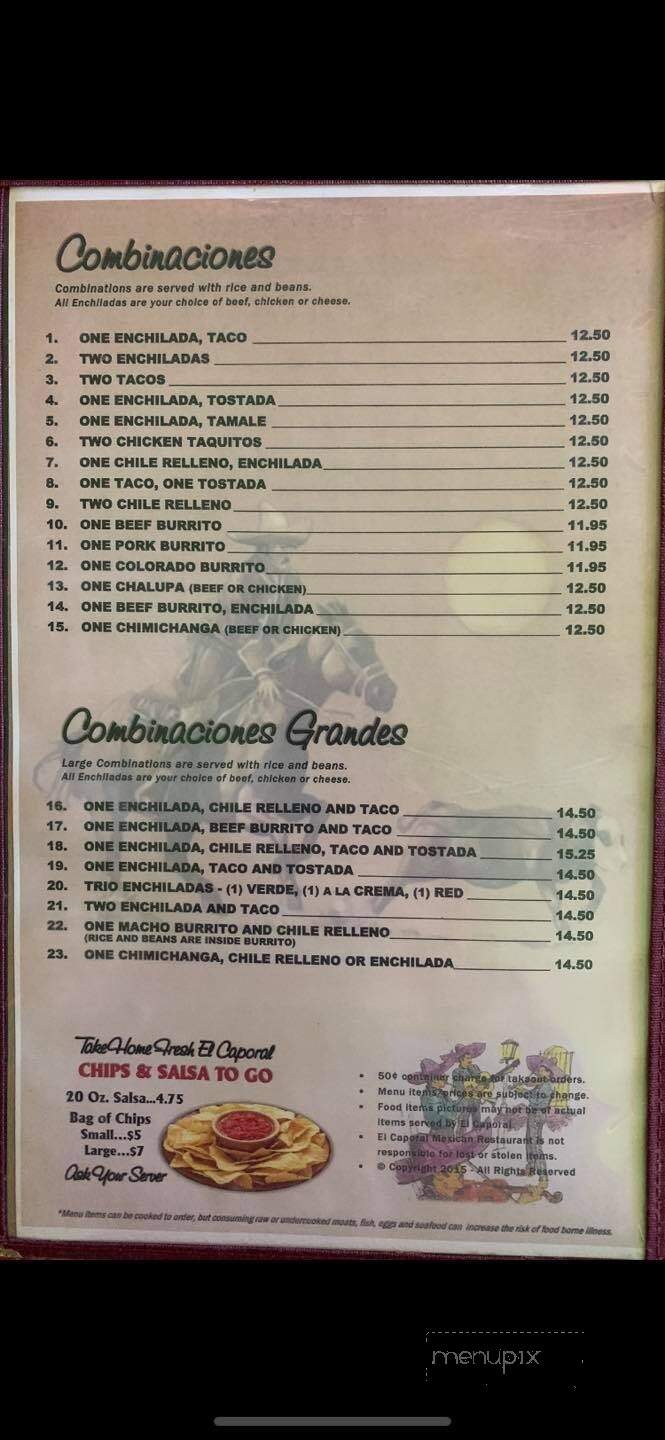 El Caporal Mexican Restaurant - North Bend, WA menu_pic