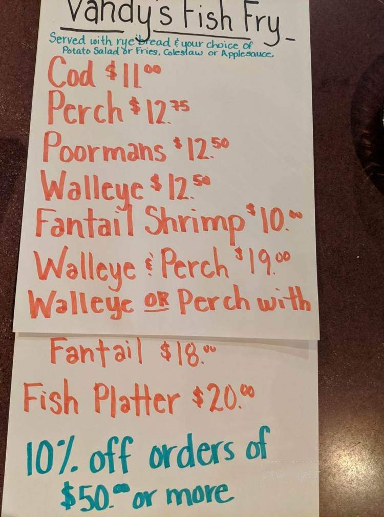 Vandy's Lakeside Pub - Markesan, WI menu_pic