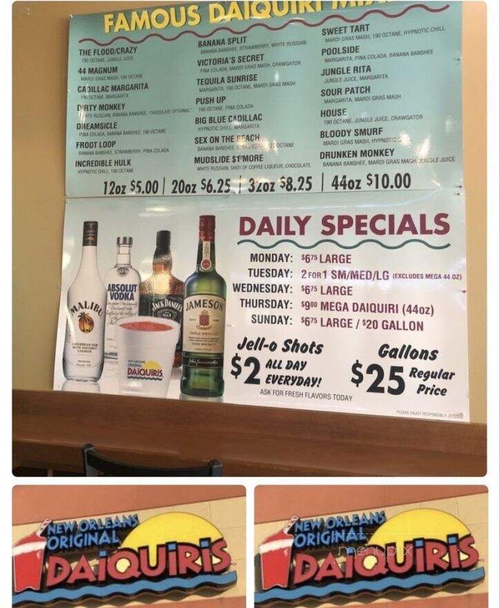 New Orleans Original Daiquiris - Carencro, LA menu_pic