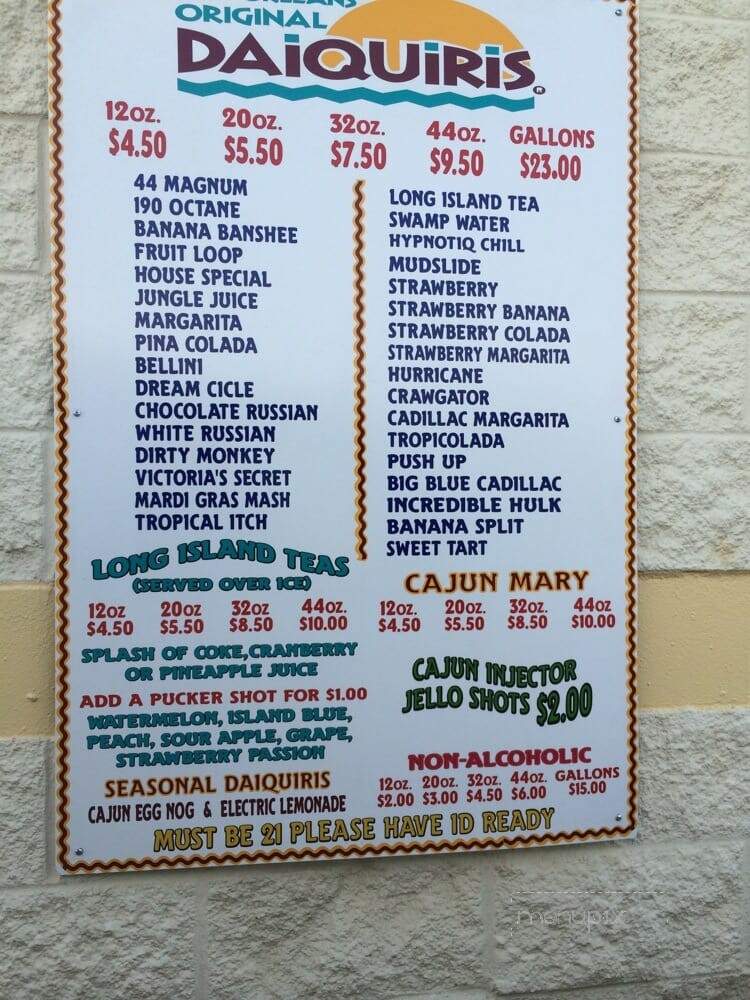 New Orleans Original Daiquiris - Carencro, LA menu_pic
