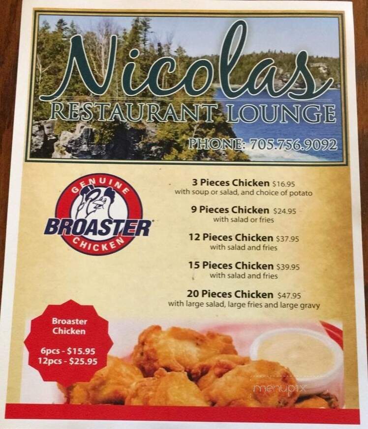 Nicolas Restaurant - Port Severn, ON menu_pic