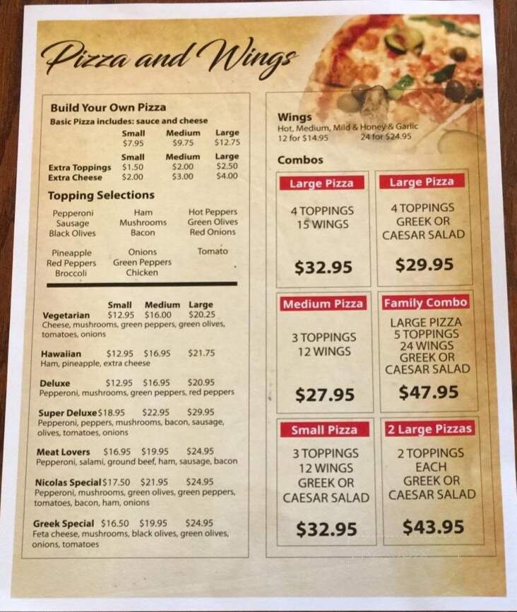 Nicolas Restaurant - Port Severn, ON menu_pic