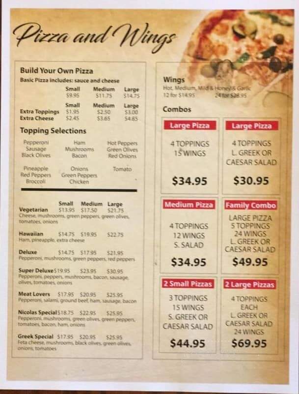 Nicolas Restaurant - Port Severn, ON menu_pic