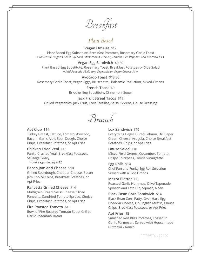 Apt Cape Cod - Brewster, MA menu_pic