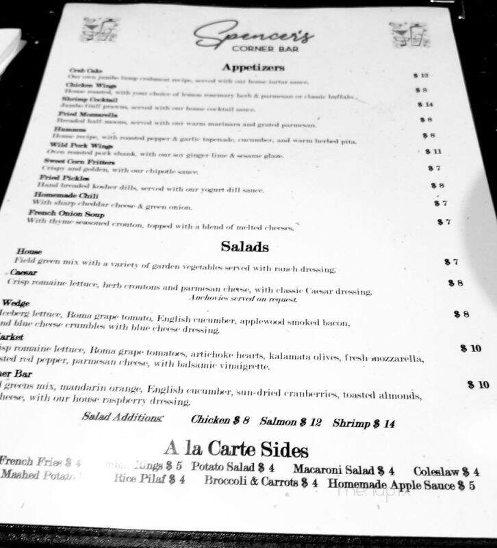 Spencer's Corner Bar - Wilton Manors, FL menu_pic