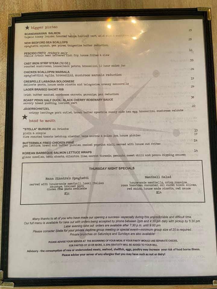 Stella - Lakewood, NY menu_pic