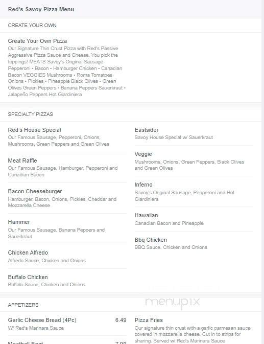 Red's Savoy Pizza - Blaine, MN menu_pic