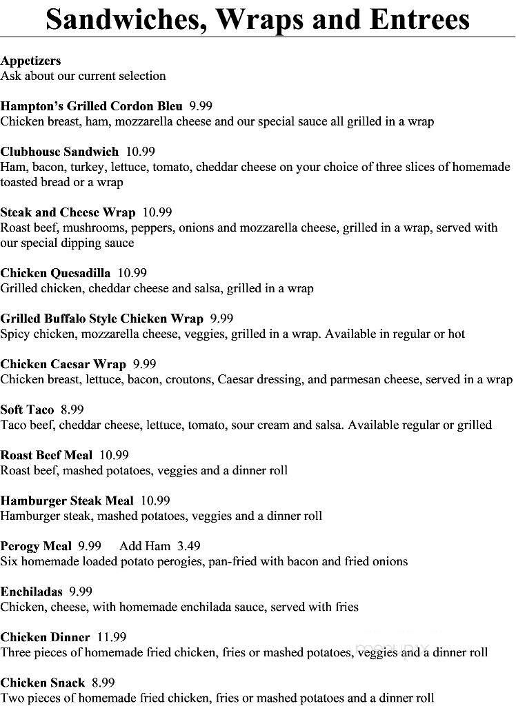 Hampton Cafe - MacGregor, MB menu_pic
