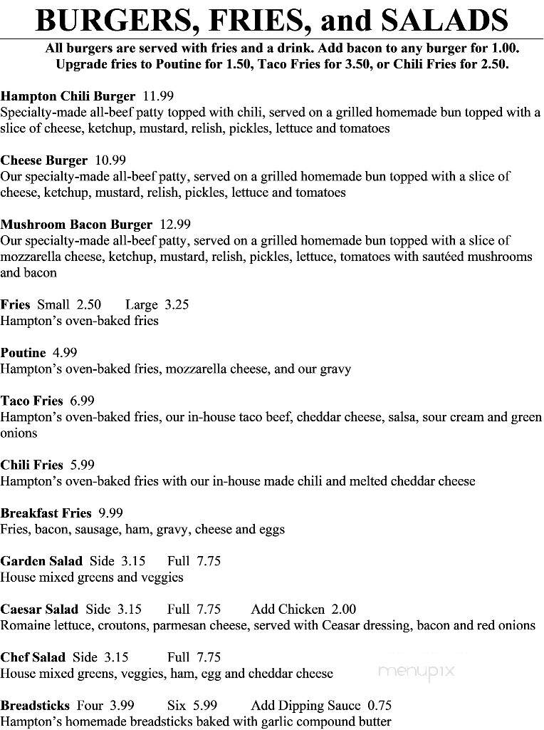 Hampton Cafe - MacGregor, MB menu_pic