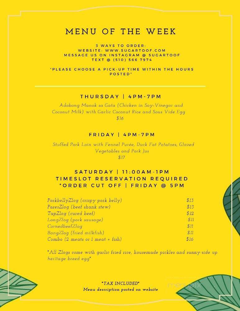 Sugar Toof - Hercules, CA menu_pic