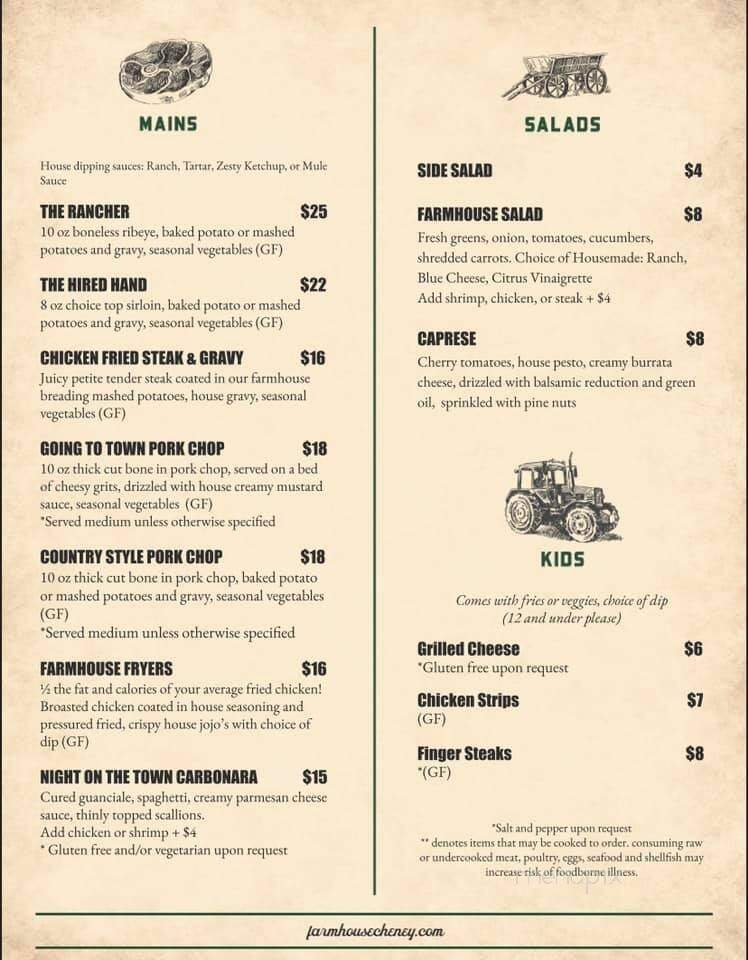 The Farmhouse Cafe - Cheney, WA menu_pic