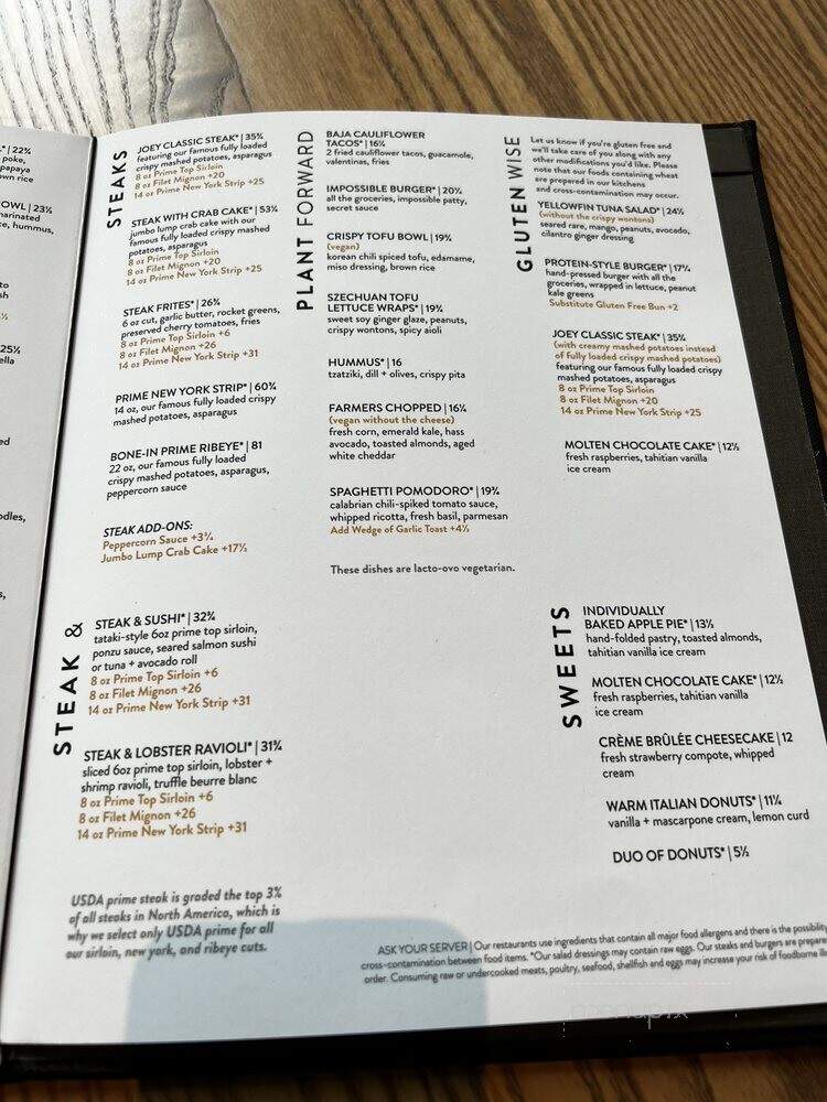 Joey Uptown - Houston, TX menu_pic