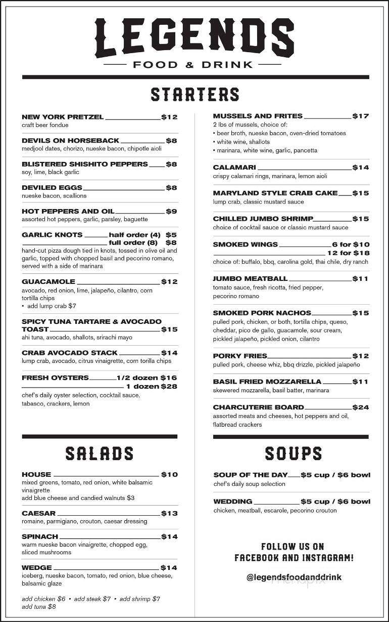 Legends Food & Drink - Youngstown, OH menu_pic