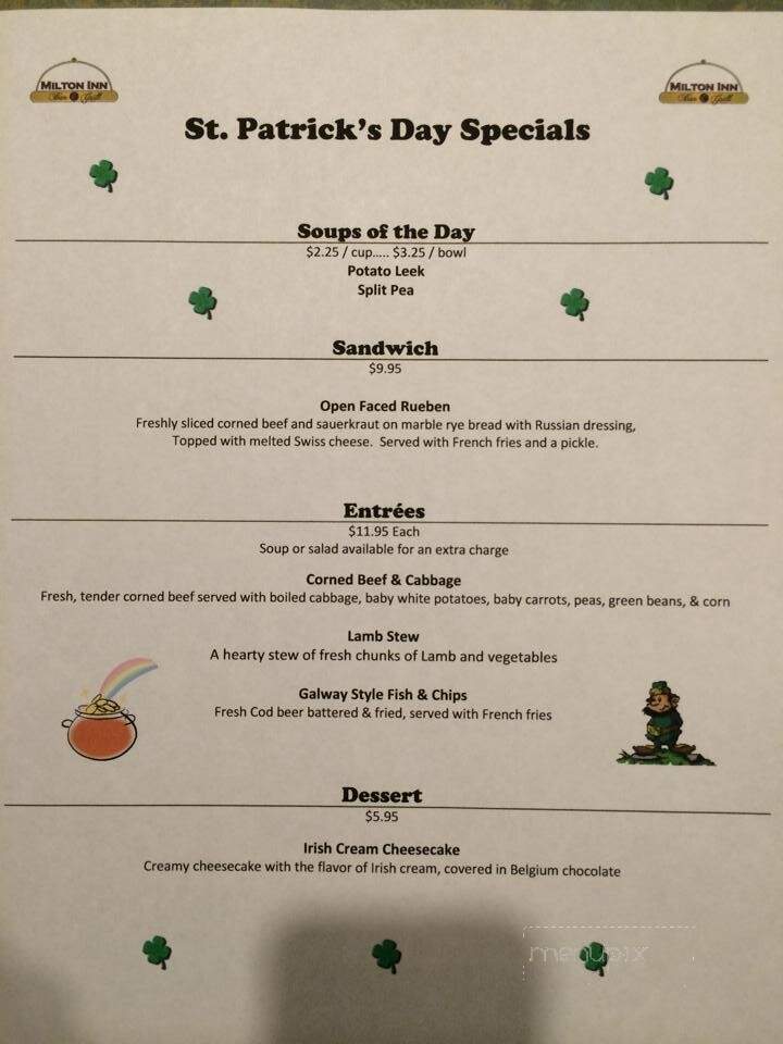 Milton Inn Bar & Grill - Oak Ridge, NJ menu_pic