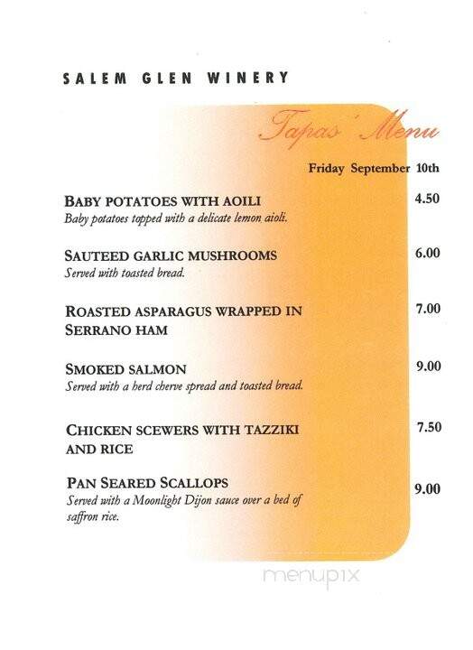 Salem Glen Winery - Rochester, MN menu_pic