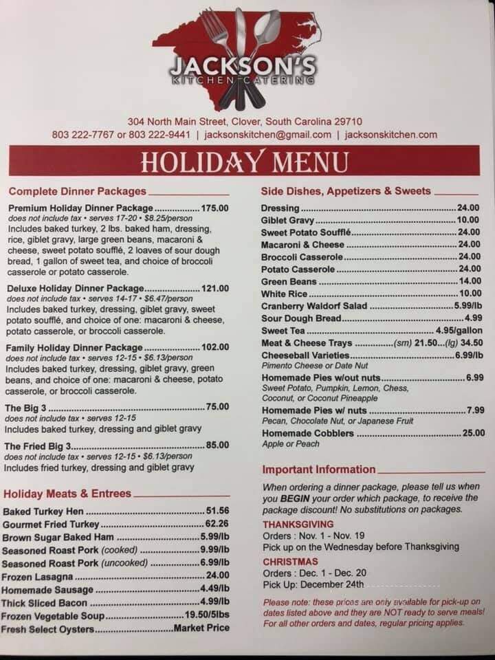 Jackson's Kitchens - Clover, SC menu_pic