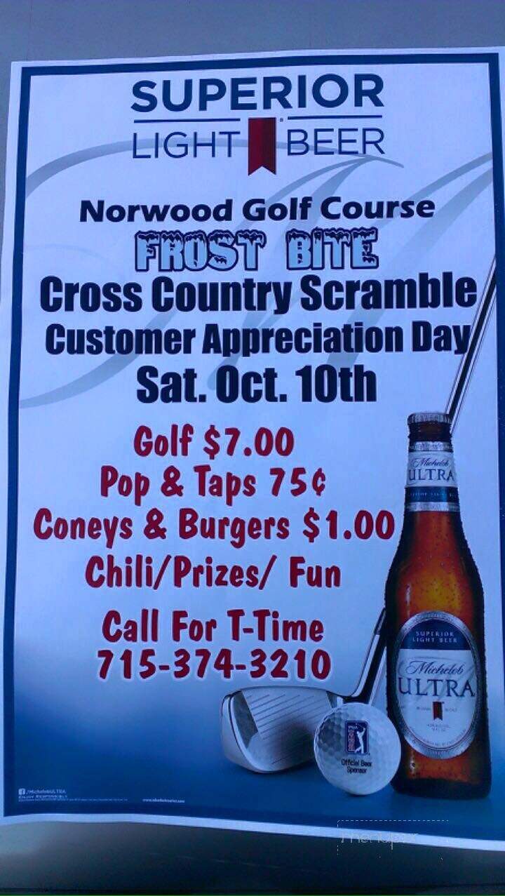 Norwood Golf Course - Lake Nebagamon, WI menu_pic