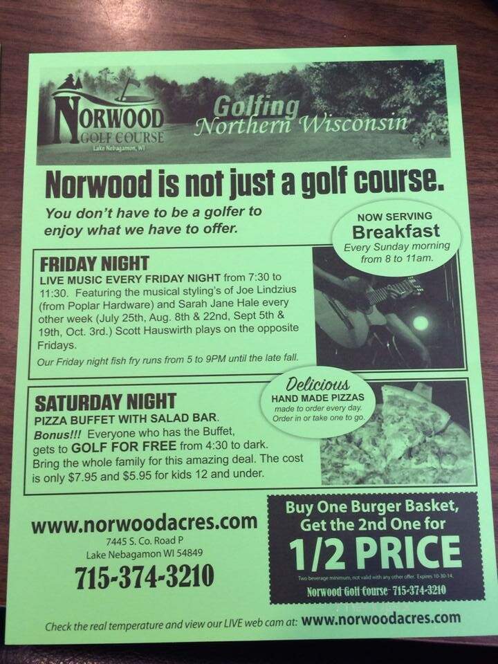 Norwood Golf Course - Lake Nebagamon, WI menu_pic