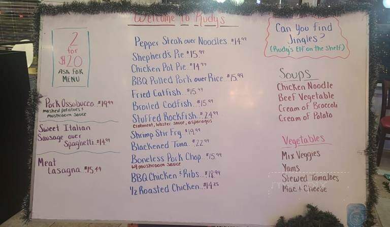Rudy's Family Restaurant - Harrington, DE menu_pic