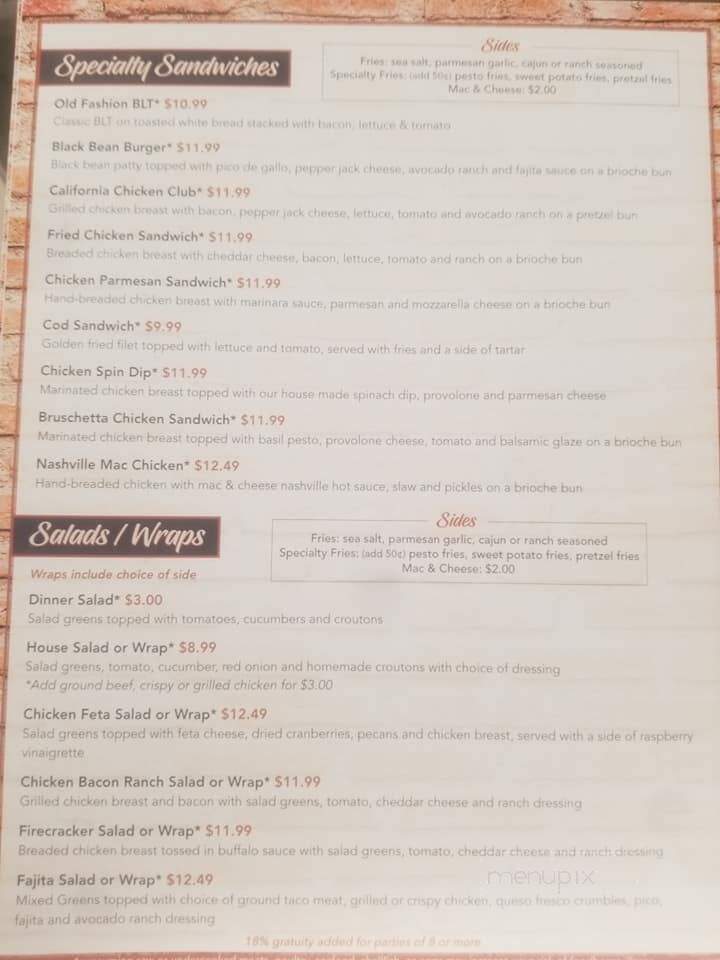 Ironworks - Marinette, WI menu_pic