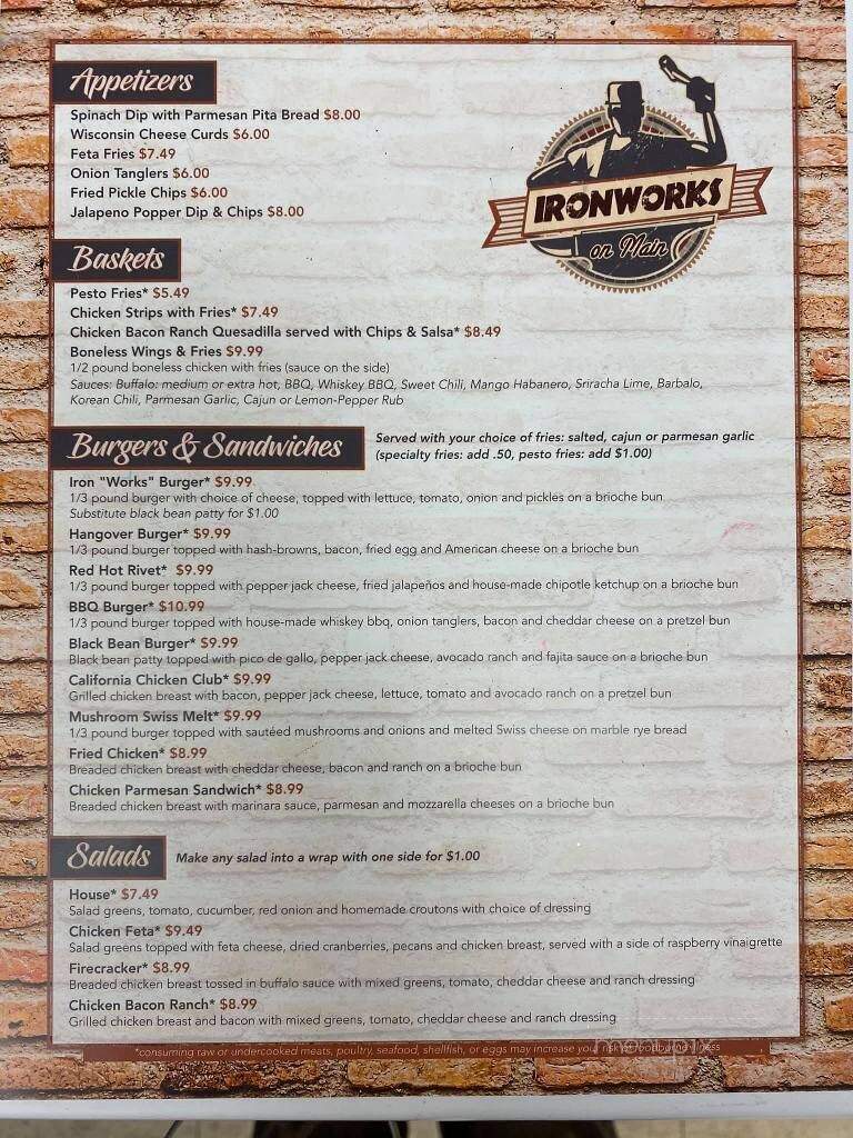 Ironworks - Marinette, WI menu_pic