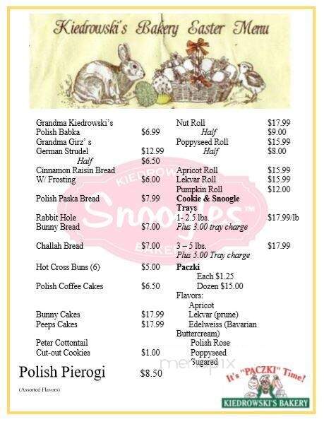 Kiedrowski's Bakery - Amherst, OH menu_pic