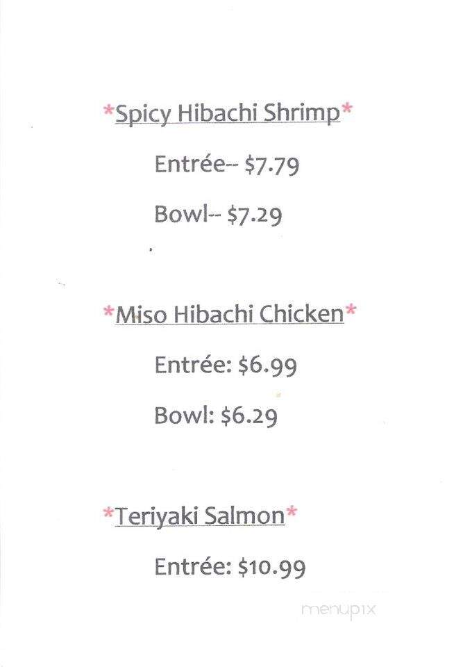 Hibachi Bistro @ Monkey Junction - Wilmington, NC menu_pic