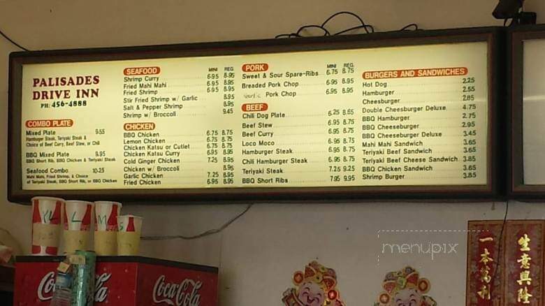 Palisades Drive Inn - Pearl City, HI menu_pic