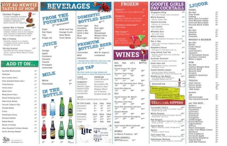 The Goofie Newfie Bar & Grill - Fergus, ON menu_pic